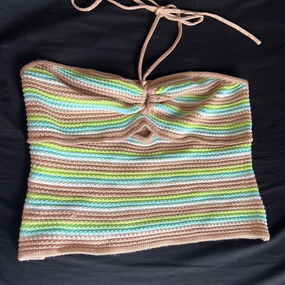 Multicolor Crochet Halter Top Medium